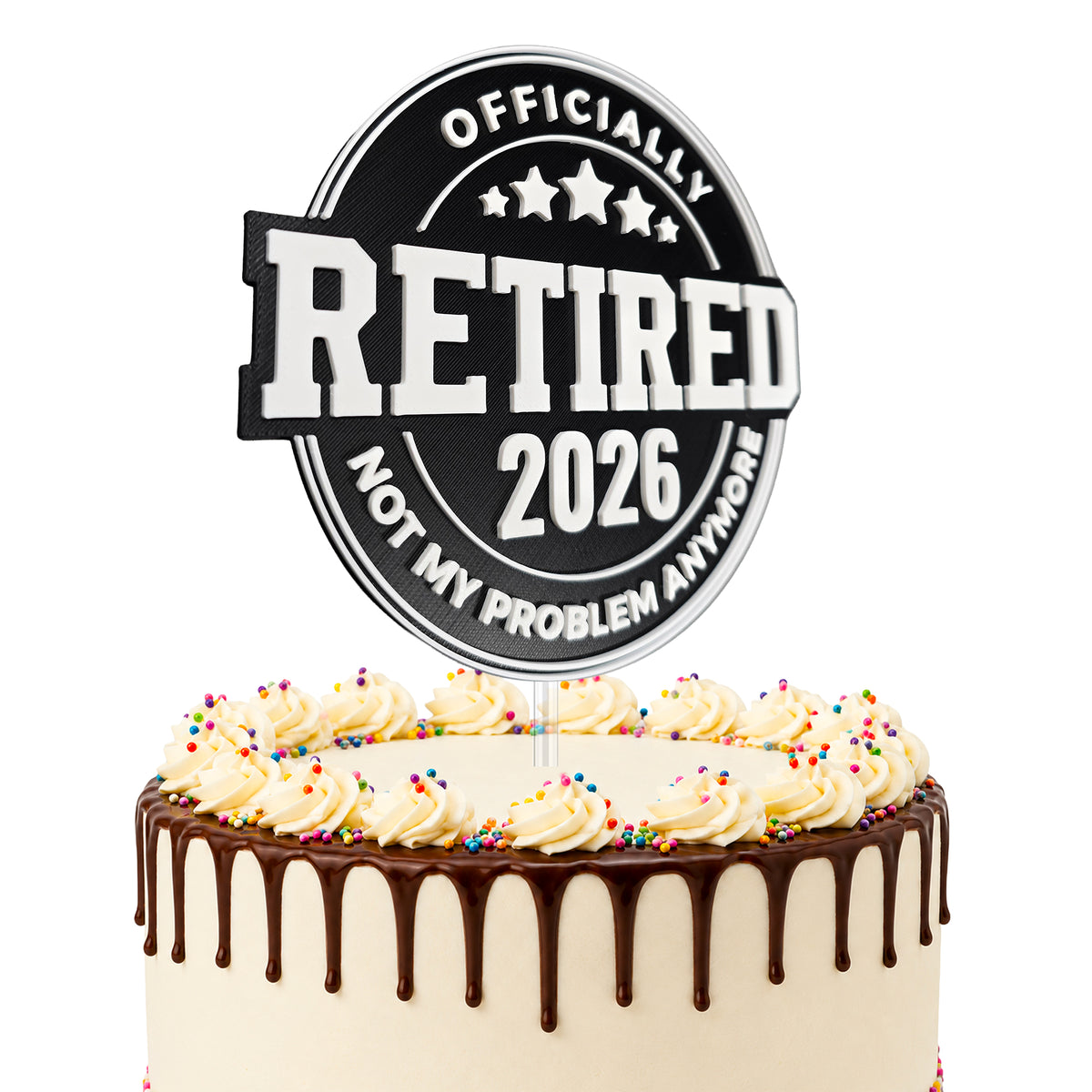 Retirement Cake Topper, Customizable Colors