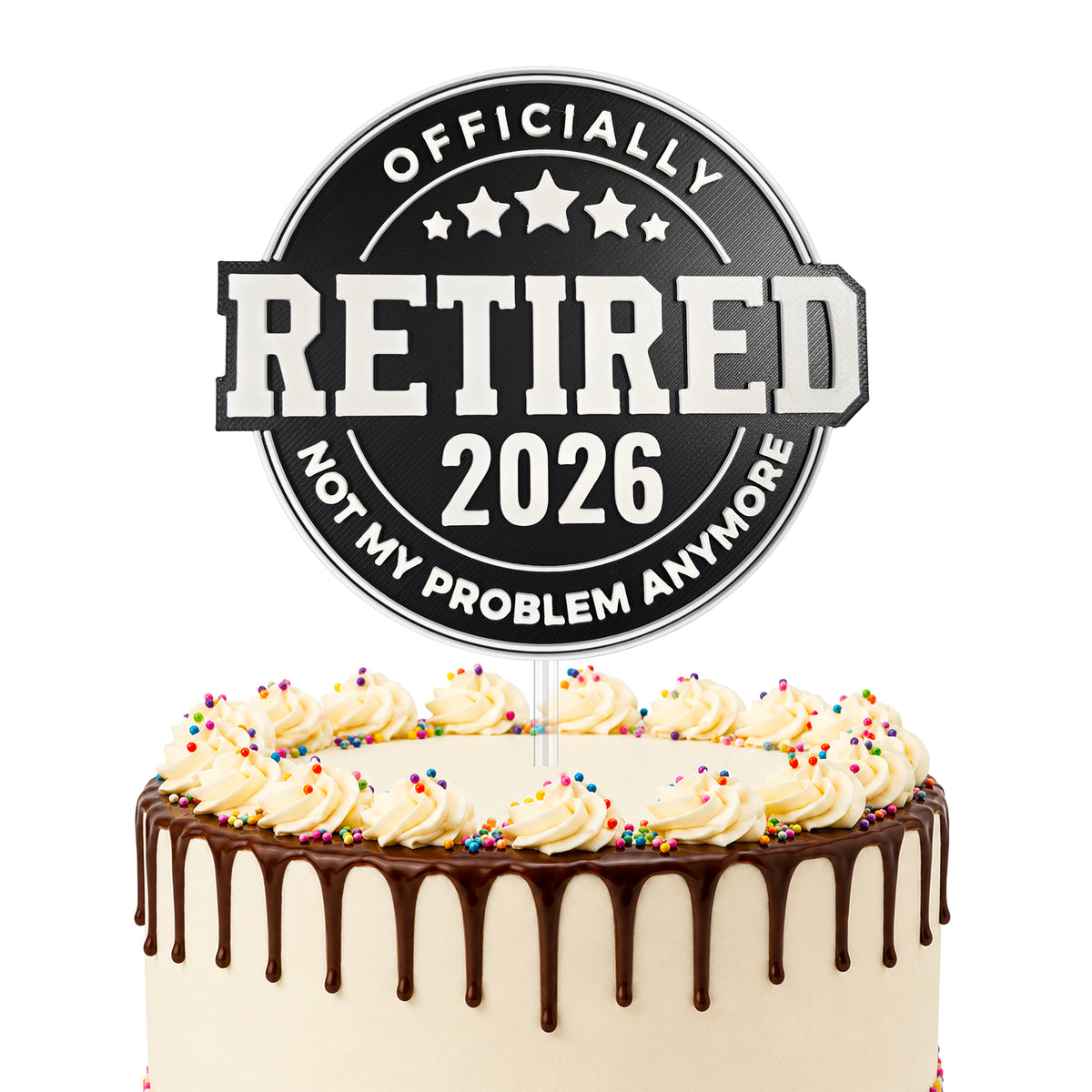 Retirement Cake Topper, Customizable Colors