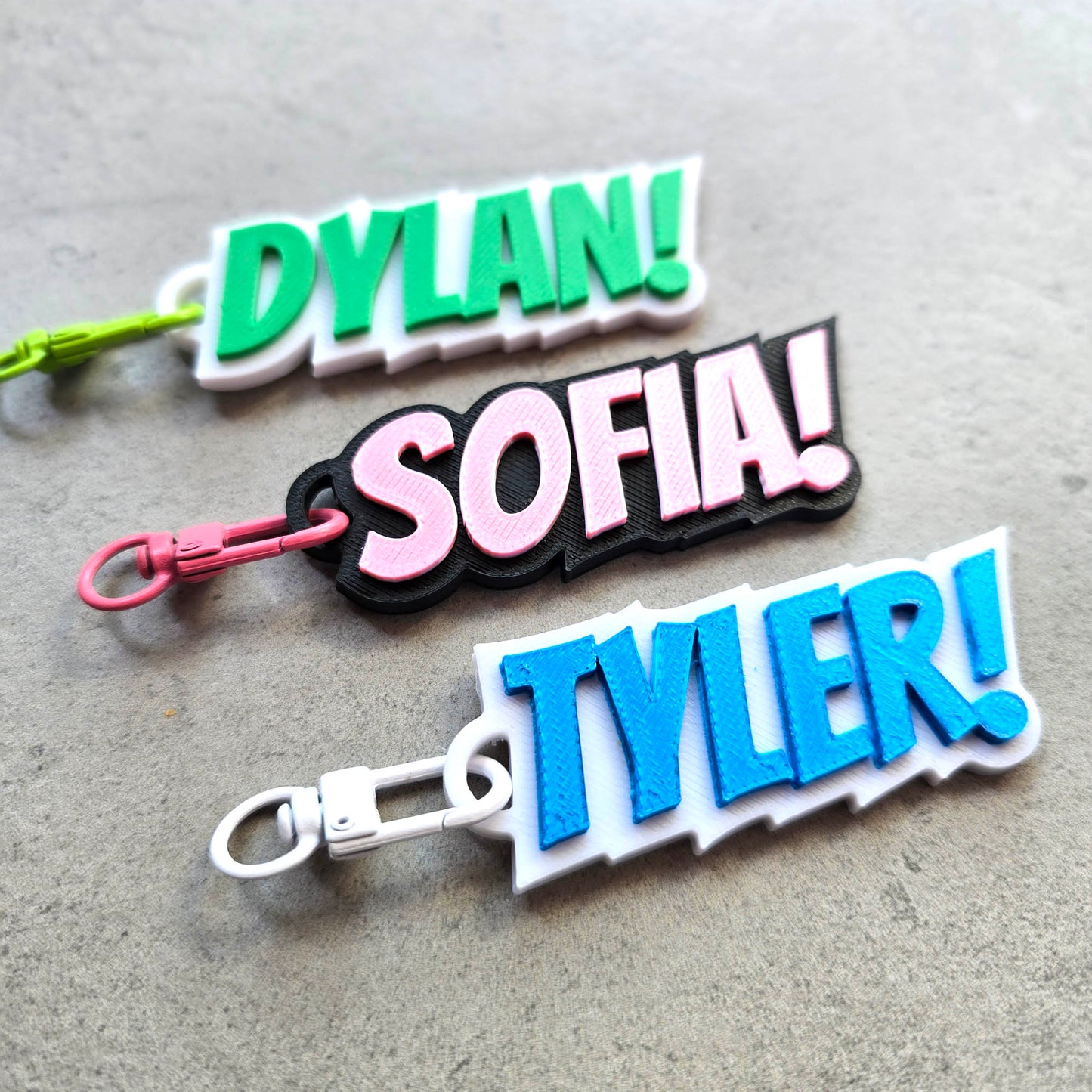 Superhero Comic Book Theme Custom Name Kids Keychain