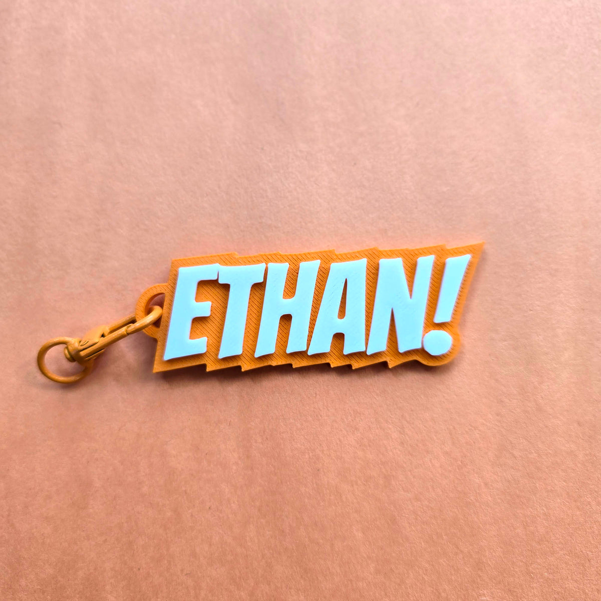 Superhero Comic Book Theme Custom Name Kids Keychain