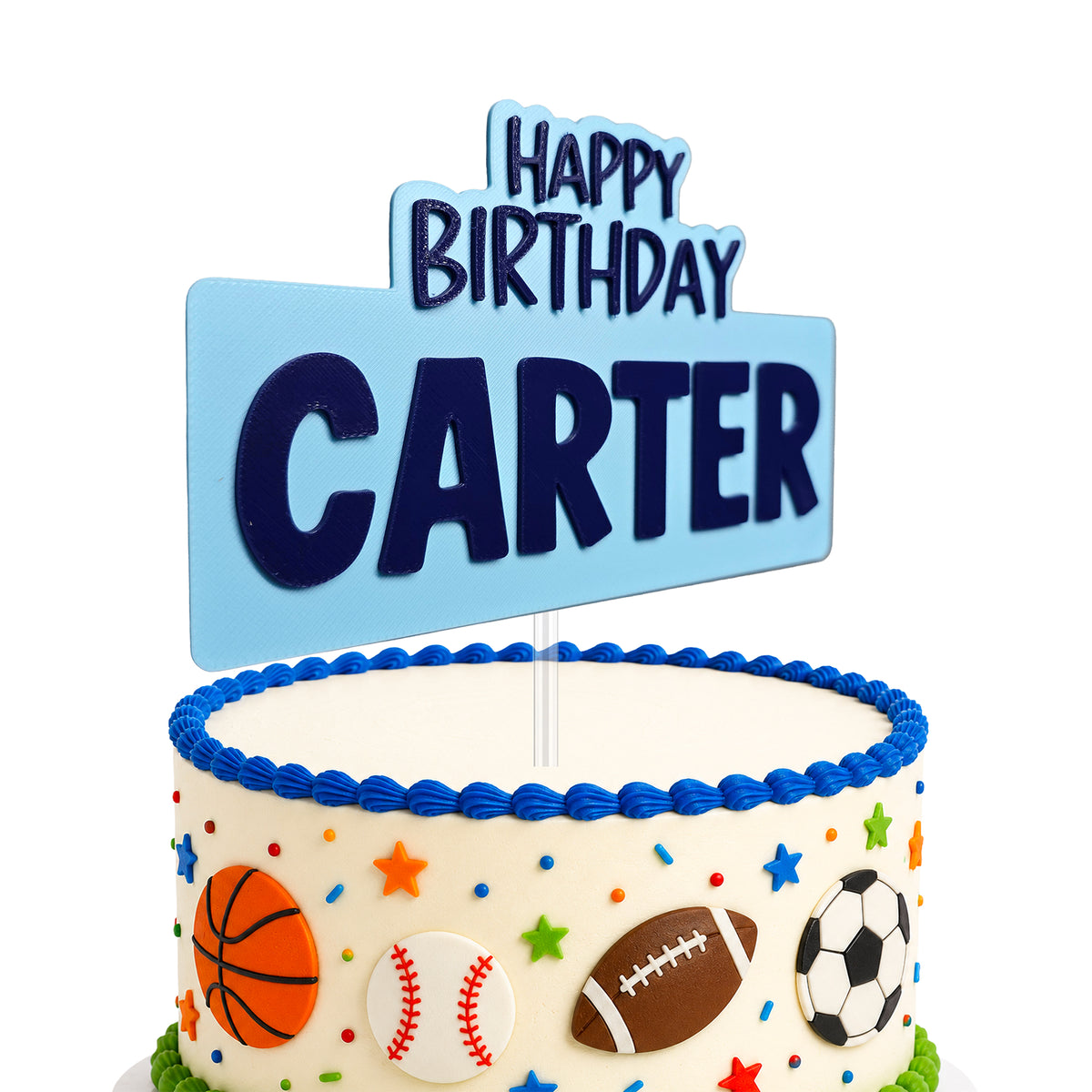 Personalized Bold Style Kids Birthday Cake Topper with name