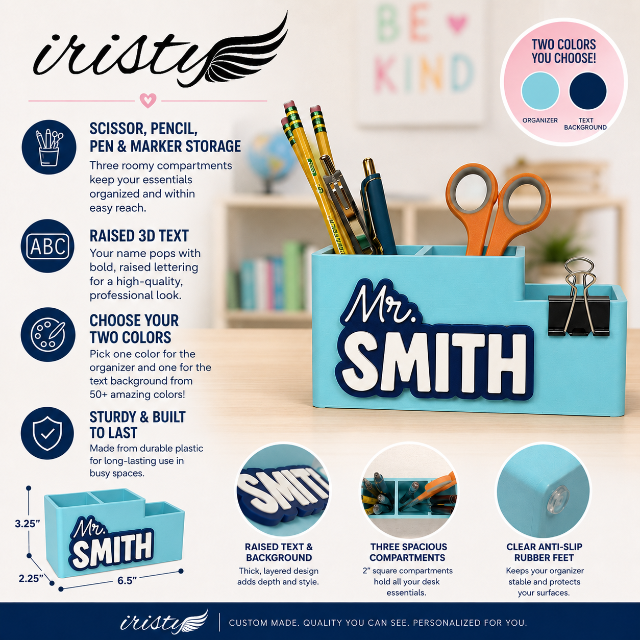 Personalized Pencil Organizer for Office, Classroom, Desks, Teachers and Assistants