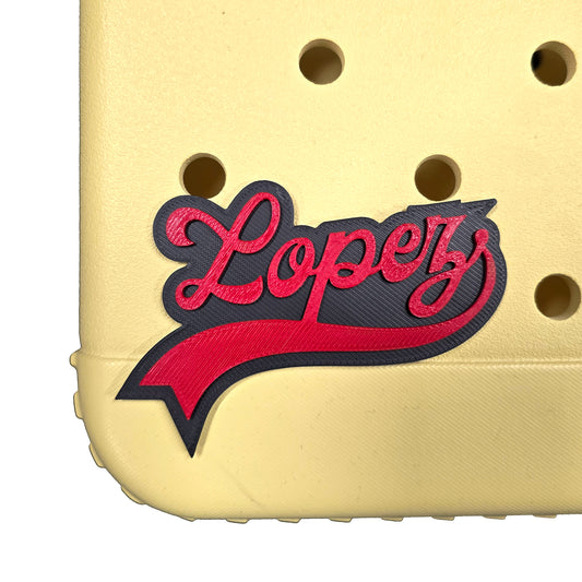 Vintage Sport Style Name Bag Charm