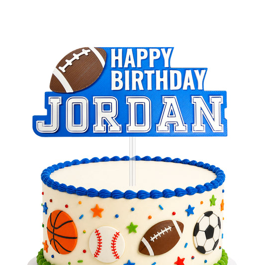 Personalized Football Cake Topper with Name