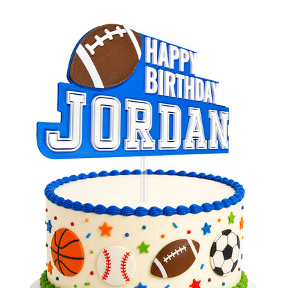 Personalized Football Cake Topper with Name