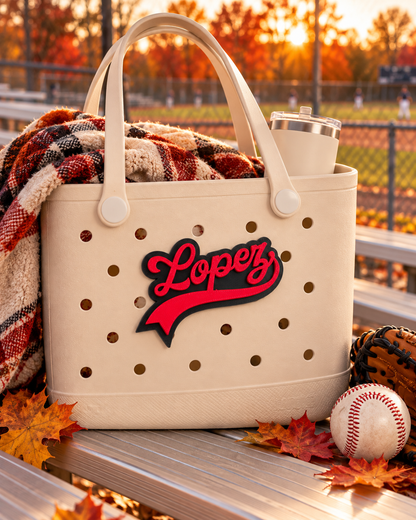 Vintage Sport Style Name Bag Charm