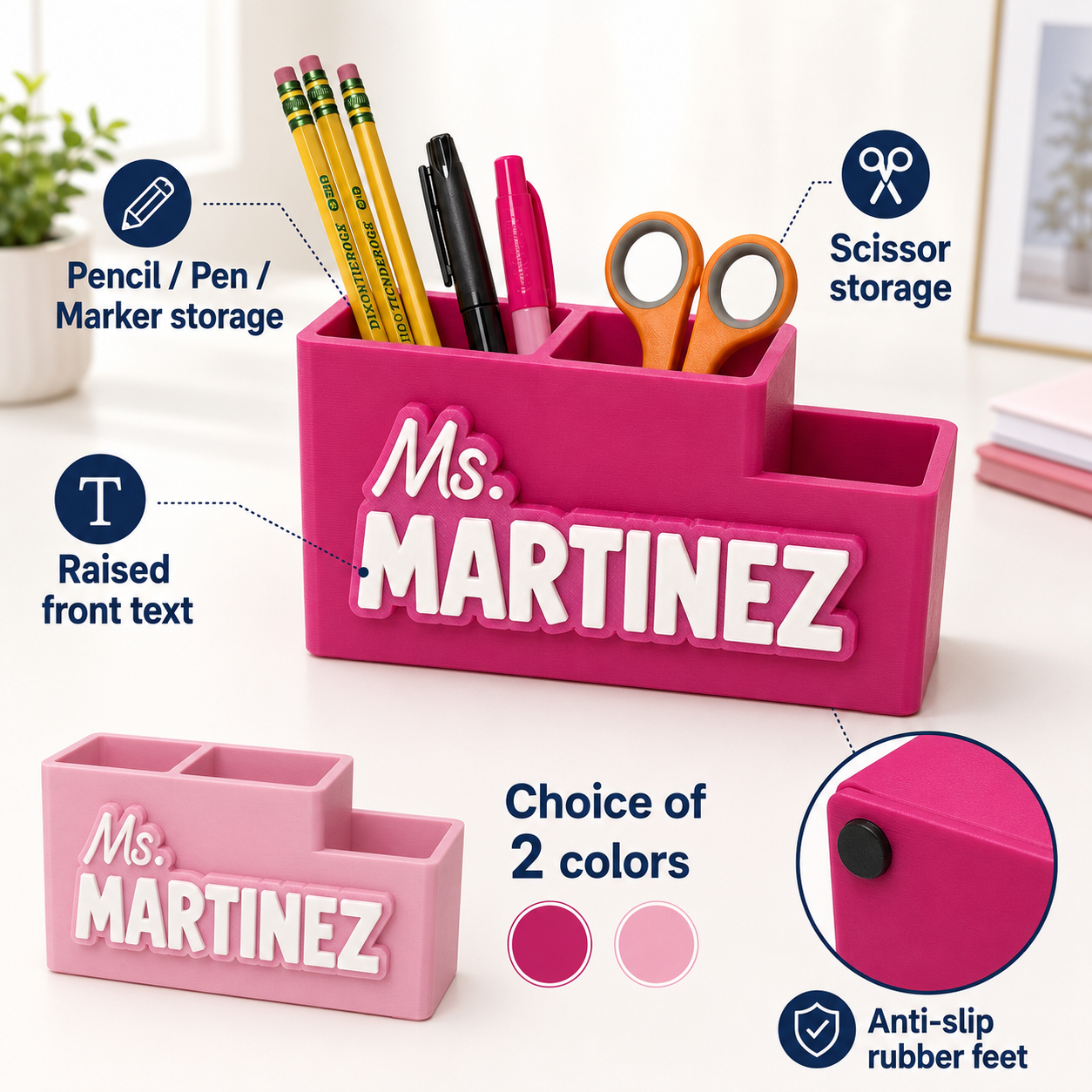 Personalized Pencil Organizer for Office, Classroom, Desks, Teachers and Assistants