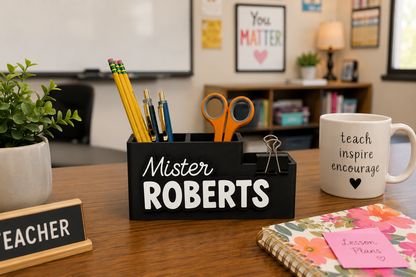 Personalized Pencil Organizer for Office, Classroom, Desks, Teachers and Assistants