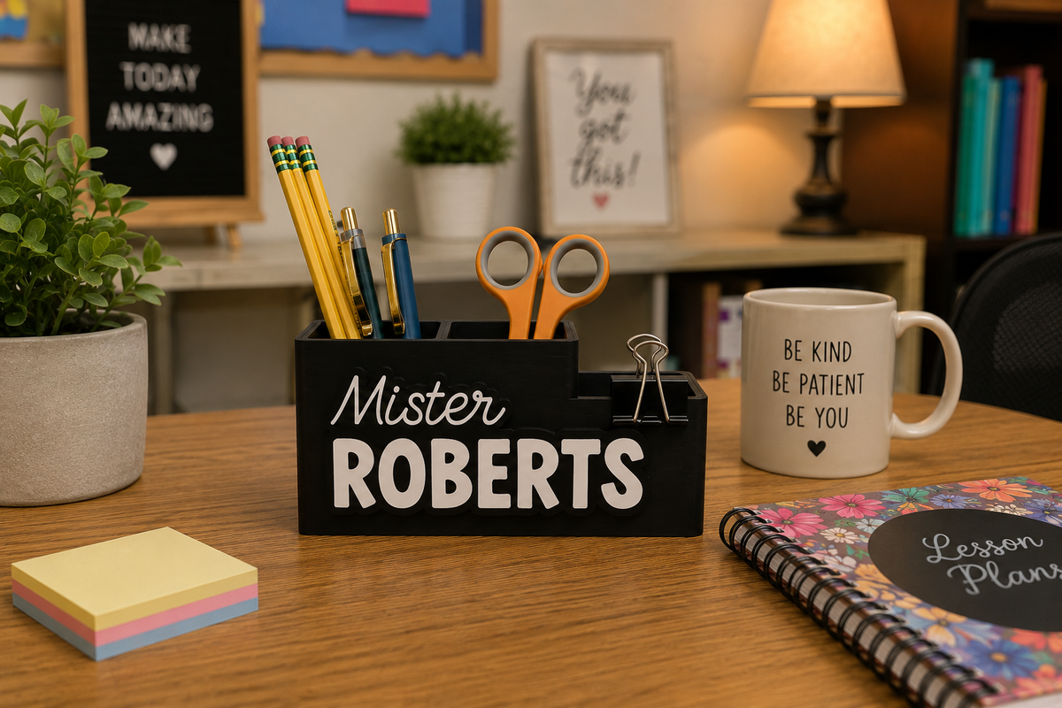 Personalized Pencil Organizer for Office, Classroom, Desks, Teachers and Assistants