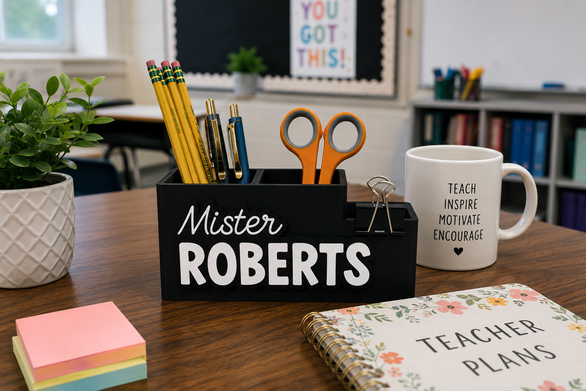Personalized Pencil Organizer for Office, Classroom, Desks, Teachers and Assistants