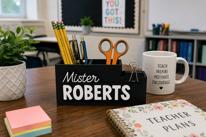 Personalized Pencil Organizer for Office, Classroom, Desks, Teachers and Assistants