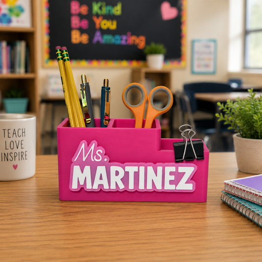 Personalized Pencil Organizer for Office, Classroom, Desks, Teachers and Assistants