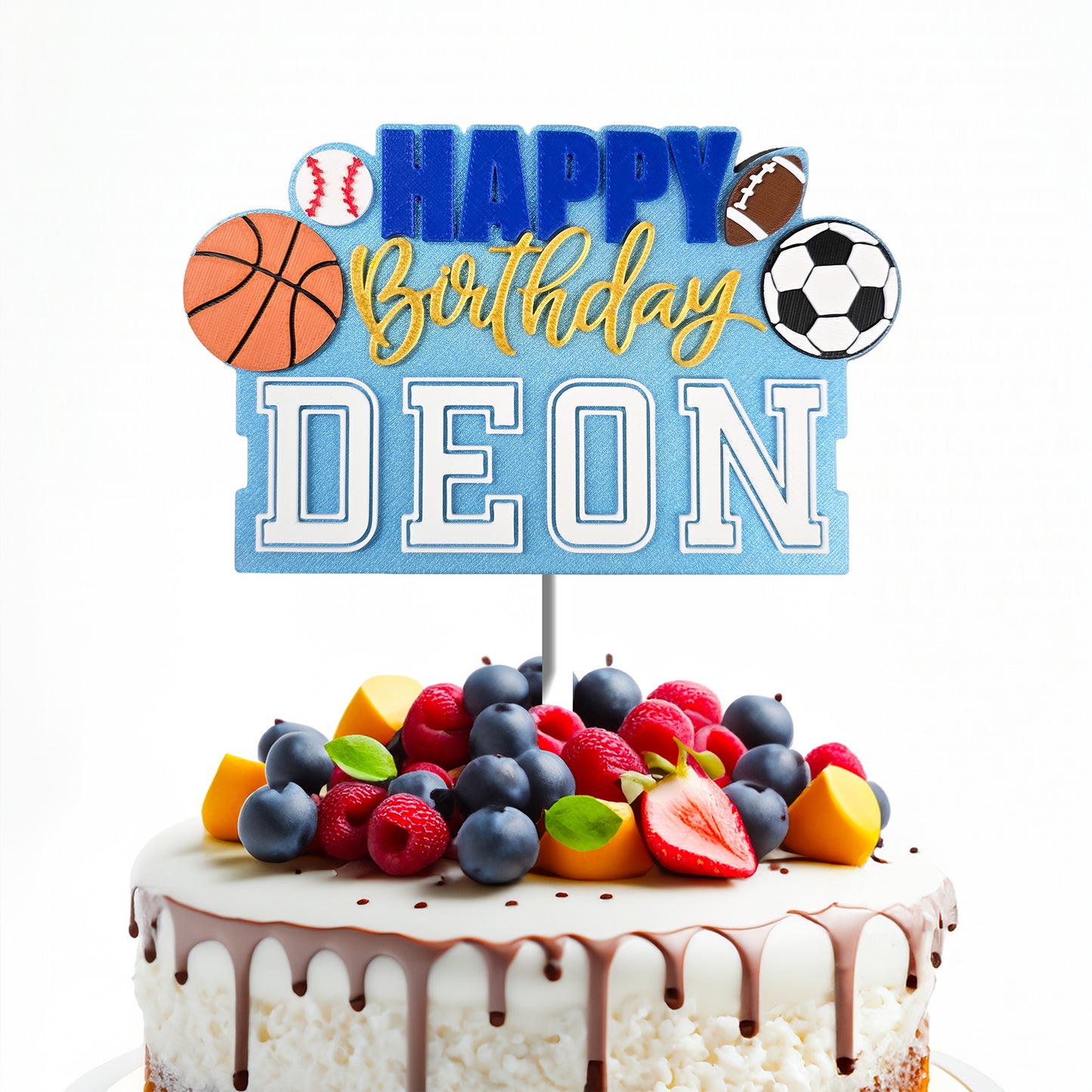 Personalized  Mega Sports Theme Cake Topper with Name