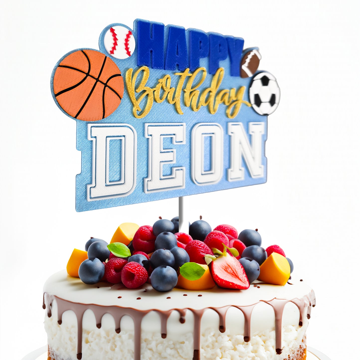 Personalized  Mega Sports Theme Cake Topper with Name