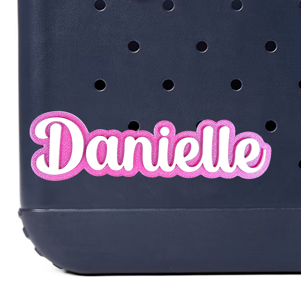 Charming Script Style Custom Name Bag Charm for Bogg Bag and Simple Modern